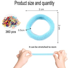 WADY 360 Pcs Baby Hair Ties - 24 Colors Kids Seamless Soft Elastic Hair Bands for Toddlers Girls Boys, Gentle Non-Slip Kids Hair Accessories for Sensitive Scalp, Mini Ponytail Holders Plush hair ring