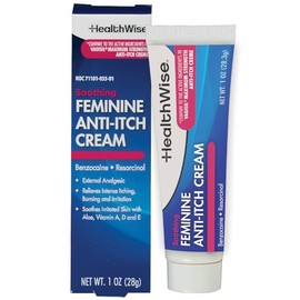 HealthWise Crema antipicazón femenina | Alivio calmante de la picazón | Aloe, vitamina A, D y E | Alivio de la irritación | Vagicaína | 1 oz | Analgés
