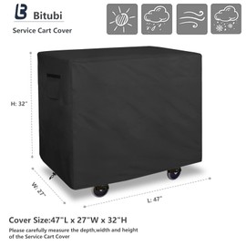 Bitubi Service Cart Cover for 500-Pound Capacity Service Utility Cart,Heavy Duty Waterproof Utility Cart Cover - 47''L x 27'W x 32''H(Black)