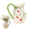 White Strawberry Pitcher Vase Ceramic Jug with Handle | Home