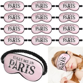 Shyyween 12 Pcs Paris Party Favors Bride Sleep Masks Silk Eye Mask for Women Wake Me in Paris Pink Satin Blindfold for French Bachelorette Weekend Wedding Birthday Sleepover Gift