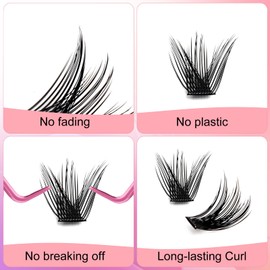 Fadlash Individual Eyelashes Eyelash Extension DIY for Beginners Reusable Lashes Cluster Extension D Curl 0.07 mm Cluster Lashes Individual at Home (0.07-D Mix (8-16))