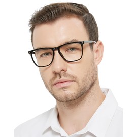 MARE AZZURO Large Reading Glasses 5.0+ Men Lightweight Readers 1.0 1.25 1.5 1.75 2.0 2.25 2.5 2.75 3.0 3.5 4.0 5.0 6.0 (Black, 5.00)