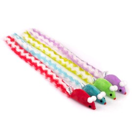 CHIWAVA 4 Packs 15 Inch Long Soft Plush Cat Toys Mice Rustle Sound Small Mouse Activity Interactive Toy