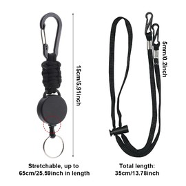 Amusingtao 3 Pcs Retractable Keyring, Heavy Duty Carabiner Keychain Reel Clips Extendable Key Chain with 60cm Extendable Steel Wire and 2pcs windproof ropes,Retractable Badge Reel for ID Card Holder