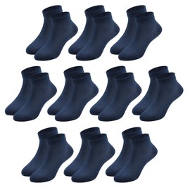 Hoomore - Calcetines unisex para niños, sin costuras, de corte bajo y calcetines deportivos para niños y niñas, algodón suave y transpirable, 10 pares, Navy 10 Pairs, 12-14 años