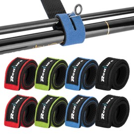 Realure 8 Pieces Mixed Colour Fishing Rod Velcro Strap Adjustable Neoprene Ties Straps Elastic Fishing Rod Belt Ties for Fixed Fishing Rods Gear Strap Spinning Rod Sea Rod Feeder Rod