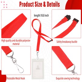 Patelai 120 Pcs Breakaway Lanyards with J Hook Bulk Flat for ID Badges Neck Badge Lanyards Card Nametag Holder Neck Straps (Red)