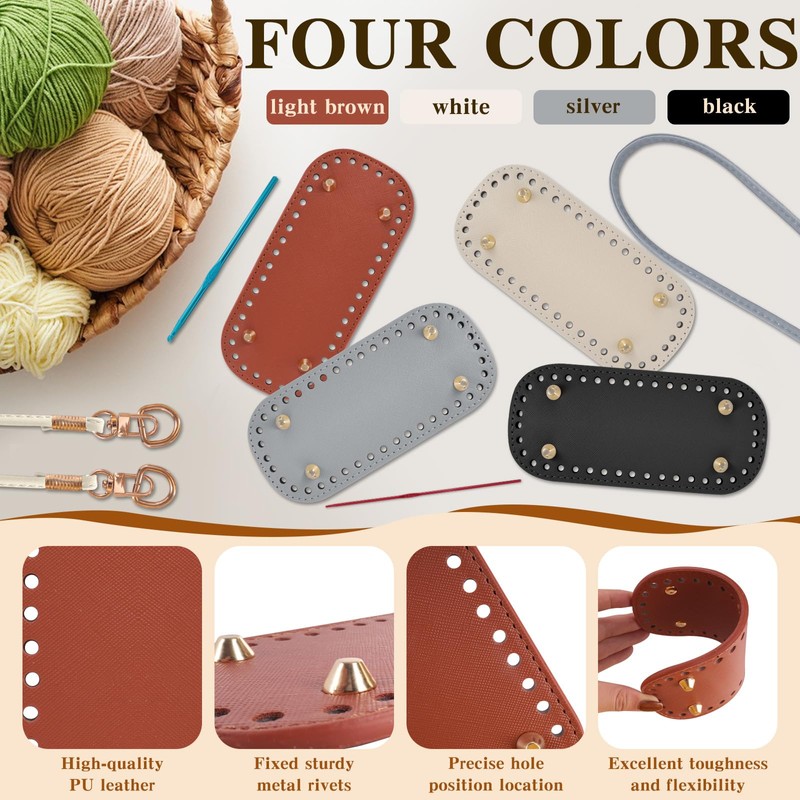 4 Pcs Bag Bases for Crochet with Adjustable Straps, DIY