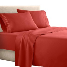Clara Clark ® Supreme 1500 Collection 4pc Bed Sheet Set - Queen Size, Orange