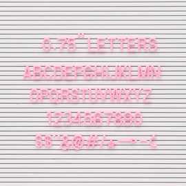 3/4 Inch Letters for Felt Letter Boards, 300 Pieces Including Characters, Numbers & Symbols for Changeable Plastic Message Boards (Pink)