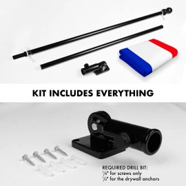 G128 Combo Pack: 6 Feet Tangle Free Spinning Flagpole (Black) Netherlands Dutch