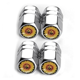 Metal Sunflower Car Wheel Tire Valve Stem Caps 4 Pack Cool Sunflower Pattern Aluminum Car Tire Air Valve Caps for Cars, Trucks, Bikes, Motorcycles, Bicycles, Corrosion Resistant