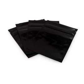 100 Pieces Mylar Foil Ziplock Bag Sample Pouch Self Sealing Double-Sided Color Flat Ziplock Bags Food Grade Storage Vacuum Sealer 8.5x13cm (Black)