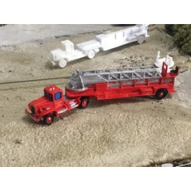 "Handmade" N Scale Fire Truck Engine Mack L  Tiller  Ladder  Open cab  3d printed unpainted