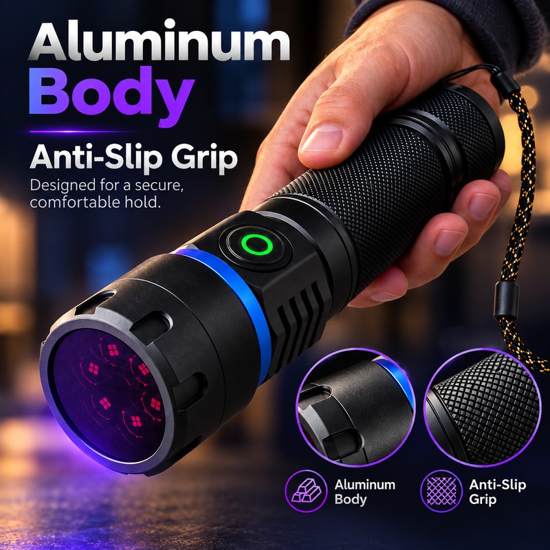365nm UV Flashlight for Pet Stain Detection – Dual-Mode Blacklight