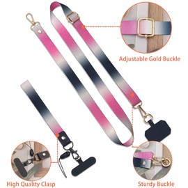Nalefow Stylish Phone Lanyard Wrist Strap Crossbody, 1× Adjustable Phone Neck Strap,2× Phone Patches, 1× phone Wrist Strap,1x Spring O Rings (Pink Gradient Sets)