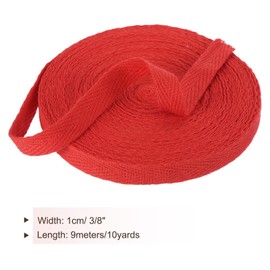 PATIKIL Cotton Twill Tape 3/8 Inch 10 Yards Cotton Ribbon Bias Binding Tapes Herringbone Webbing Trim for Sewing Gift Wrapping Craft DIY Light Red