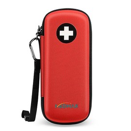 MEDMAX MEDMAX Epipen Medical Carrying Case, Hard Shell EVA Shock Absorption Travel Medication Organizer Bag Emergency Medical Pouch Holds 2 EpiPens, Asthma Inhaler, Auvi-Q, Allergy Supplies, (*Red)