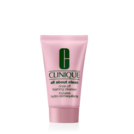 Clinique Clinique All About Clean Rinse-Off Foaming Facial Cleanser With Hyaluronic Acid + Glycerin For Oily Skin Types | Dissolves Makeup + Sunscreen, Mini Travel Size, 1 Fl Oz