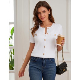 GRACE KARIN Women's Elegant Solid Farbe Open Front Knitted Cardigan Wedding Guest Cardigans for Dress White XL