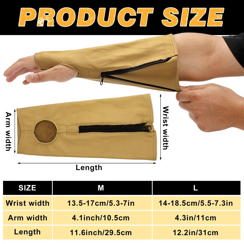 Suhine 2 Pairs Leather Arm Guards Leather Welding Work Sleeves