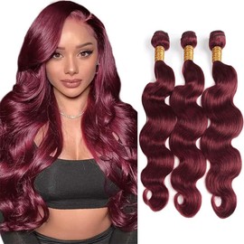 Condescension Bundles Human Hair 22 24 26 inch Burgundy 99J Body Wave Human Hair Bundles Wine Red Burgundy Unprocessed Quick Weave for Black Women