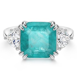 Michooyel Paraiba Engagement Ring for Women, 3.75 CT Paraiba Solitaire Promise Rings, D Color VVS1 Simulated 925 Sterling Silver Rings