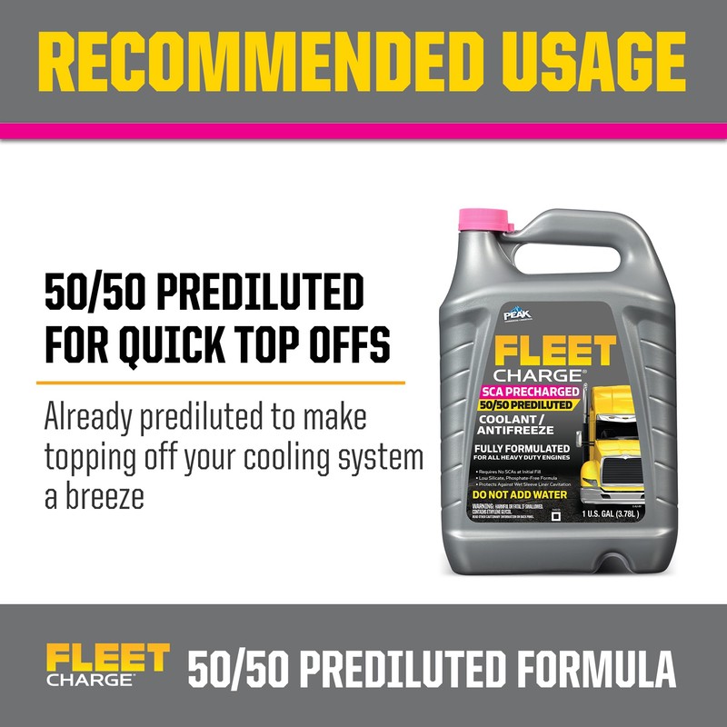 PEAK Fleet Charge SCA Precharged 50/50 Prediluted Antifreeze and Coolant