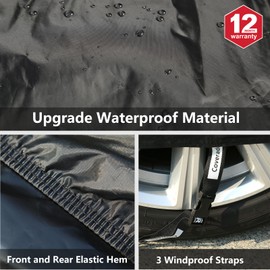 Coverado Car Covers for Automobiles All Weather Waterproof, Black Car Cover Outdoor Full Exterior Covers Snow Rain Dust UV Protection, Waterproof Car Cover Universal Fit for Sedan (201"-210")