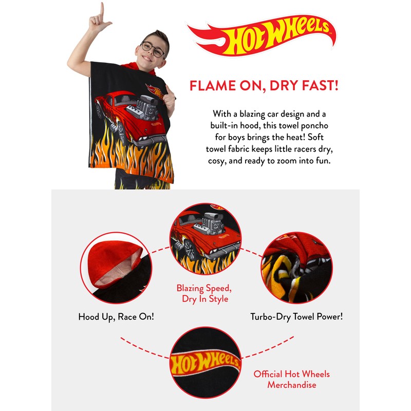 Hot Wheels Badeponcho Kinder, Monster Truck Badeponcho Jungen, Poncho Kinder