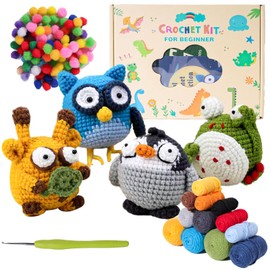 Crochet Kit for Beginners, 4 Pattern Crochet Animal Kit, Crochet Kit Crochet,Adorable Shepherd Crochet Kit, for Starter,Include Easy Knitting Soft Yarn,Step-by-Step Video Tutorial,DIY Gift for Adults