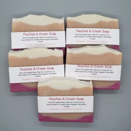 Homemade 5 pack of Peaches & Cream Soaps - unique soap made with a peachy fragrance