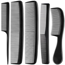5 Piece Combs for Women and Man, Premium Black Hair Comb, Fine Tooth Tail Professional Combs and Styling Comb Set, Perfect for Parting, Teasing, Hairdressing, and Everyday Styling