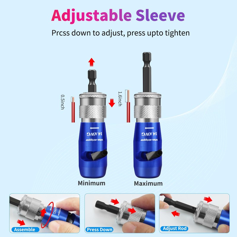 Drill Wire Stripper/Twister Tool for 8/10/12/14 AWG Wire - US