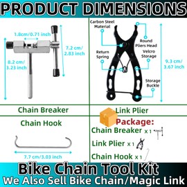 Bike Chain Tool 3 Pcs, Bicycle Link Plier + Chain Drift Tool + Chain Hook Chains Breaker Bikes Chain Removal Tools