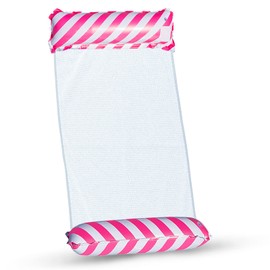 TUXUNQING Inflatable Swimming Bed, Striped Inflatable Water Hammock, Air Mattress Pool, 4 in 1 Air Mattresses. Suitable for Swimming Pool, Adults and Children, Inflatable Hammock (Pink)