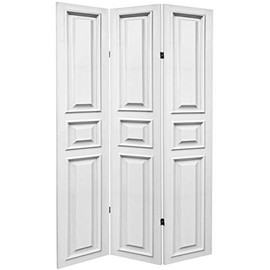ORIENTAL Furniture 6 ft. Tall Double Sided White Door Panel Canvas Room Divider