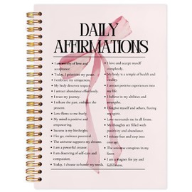 SNNDER Coquette Daily Affirmations Notebook, Preppy Girly Pink Bow Journal, Inspirational Motivational Journal for Women, Preppy Aesthetic Hardcover Spiral Notebooks 5.5x8.3 Inch