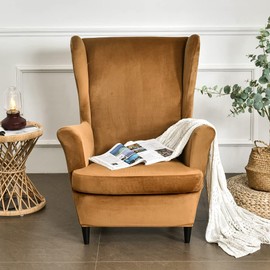 CHNSHOME Armchair Covers for Armchair Cover for a Wing Chair Velvet 2 Pieces