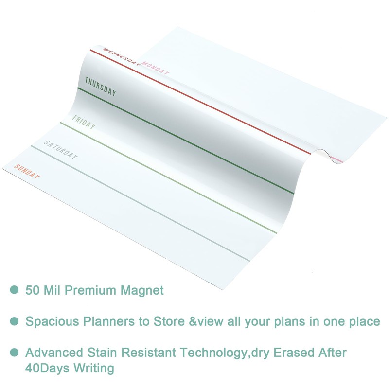 2 Pieces Magnetic Weekly Dry Erase Boards Erasable Weekly Calendars