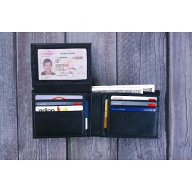 Marshal RFID Signal Blocking Heavy Duty Leather Bifold Mens Wallet Black 1 ID- 13 Cards