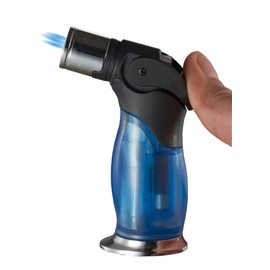 Visol Trigger Orange Triple Torch Cigar Lighter - Visible Butane Tank (Blue)