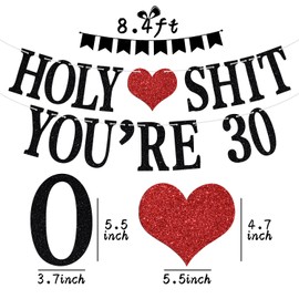 Holy Sh*t You're 30 Banner - Funny Happy 30th Birthday Bunting Sign, Dirty 30, Cheers to 30 Years, 30 Years Old Birthday/Anniversary Party Decorations Supplies for Boys Girls