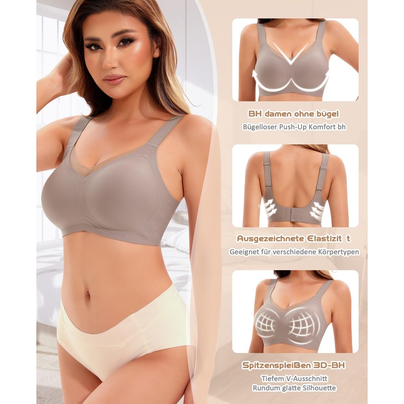 QooNoo Women's Bra Without Underwire Push Up Bra Coarse Breasts