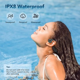 AGPTEK X15 Waterproof MP3 Player with Bluetooth 5.3 for Swimming, 32GB Non-in-Ear Bone Conduction Headphones for Running, Cycling, Sports