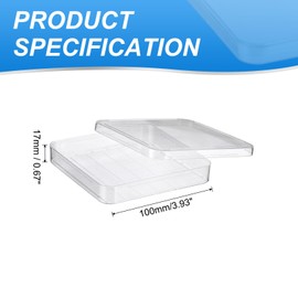 PATIKIL 10cm/3.9 Inch Plastic Petri Dishes with Lids, Square Culture Dish Tissue Culture Plate for Lab Science Experiments, Clear