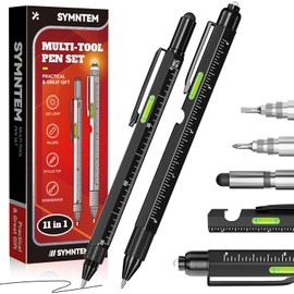 SYMNTEM Stocking Stuffers for Men, 11 in 1 Multitool Pen with LED Light, Christmas Gifts for Men, Cool Gadget Gifts for Women, Mens Gifts for Christmas, Tools Gadgets for Men, Silver