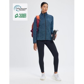 fit space Women's Sweater Full Zip Scrub Jacket Lightweight Knitwear Athletic Jumper (Small, Blue)