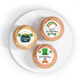 St Patrick's Day Shamrock Mustaches Edible Cupcake Toppers Decoration